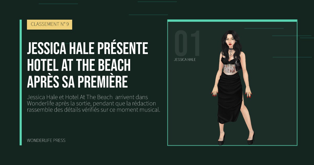 Wonderlife Press: Jessica Hale présente Hotel At The Beach après sa première. portrait des artistes. CLASSEMENT N° 9.