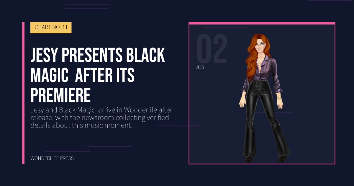Wonderlife Press: Jesy presents Black Magic  after its premiere. artist portrait. CHART NO. 11.