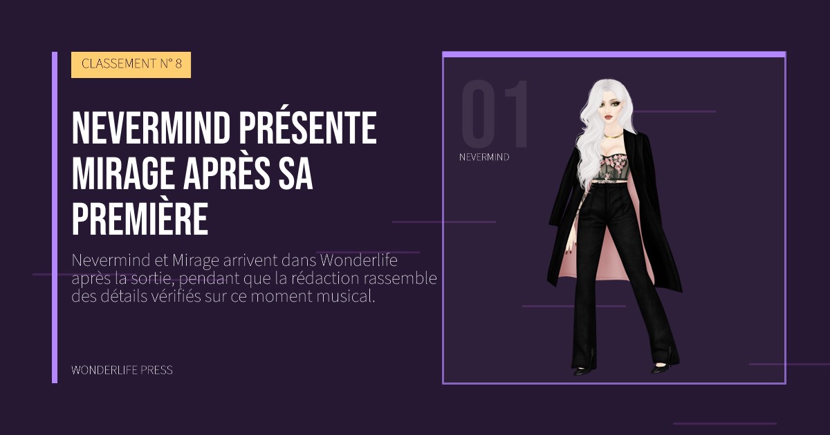 Wonderlife Press: Nevermind présente Mirage après sa première. portrait des artistes. CLASSEMENT N° 8.
