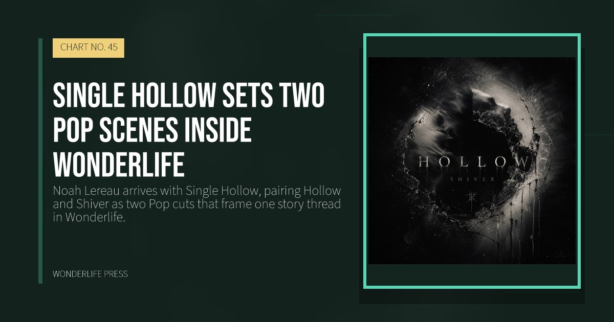 Wonderlife Press: Single Hollow sets two pop scenes inside Wonderlife. release artwork. CHART NO. 45.