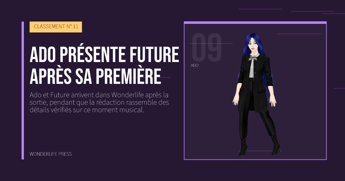 Wonderlife Press: Ado présente Future après sa première. portrait des artistes. CLASSEMENT N° 11.