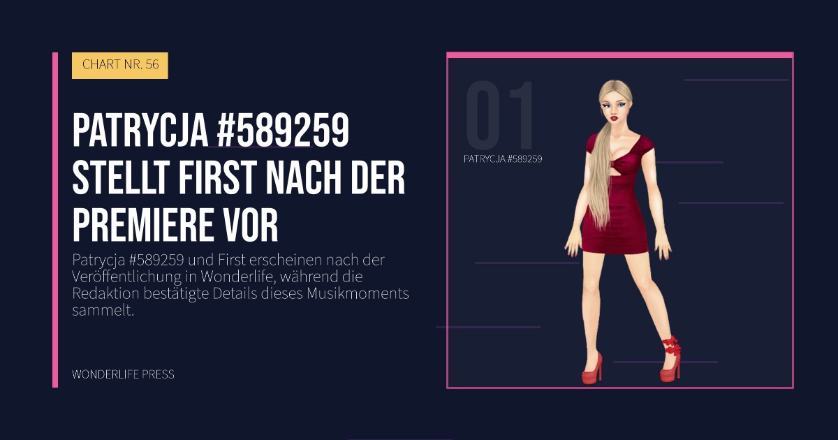 Wonderlife Press: Patrycja #589259 stellt First nach der Premiere vor. Künstlerporträt. CHART NR. 56.