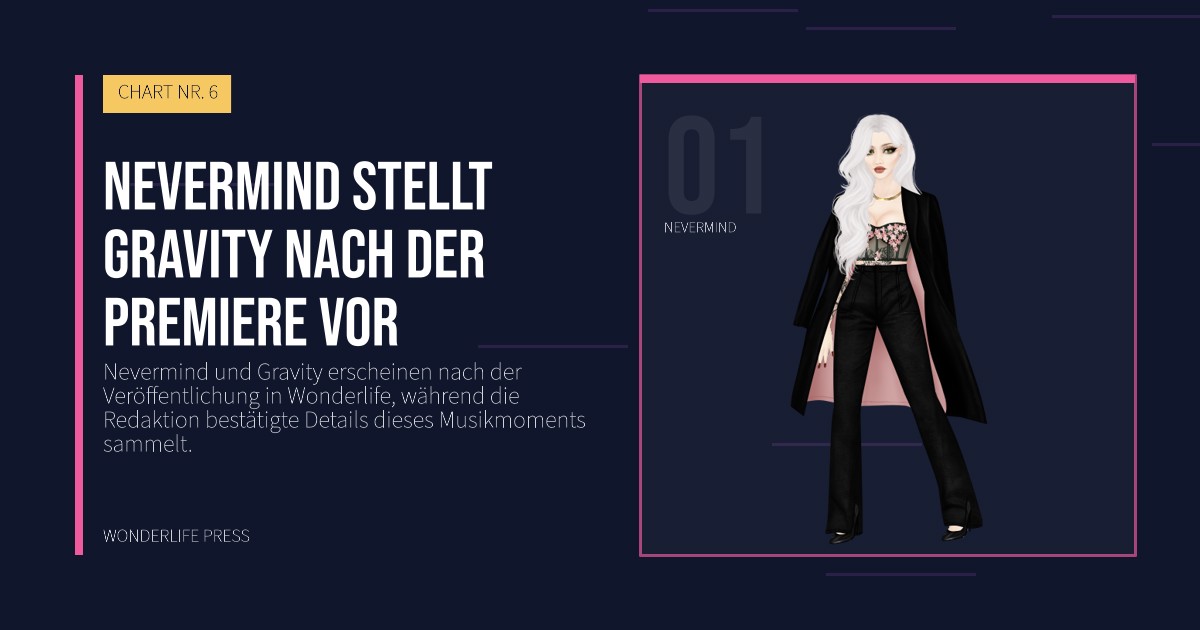 Wonderlife Press: Nevermind stellt Gravity nach der Premiere vor. Künstlerporträt. CHART NR. 6.